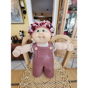 Vintage Cabbage Patch Doll Pink Hair Green Eyes & Earrings Appalachian Art Works